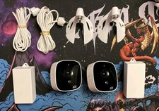 Two (2) ADT OC845 1080p Wireless Outdoor Security Cameras- White w/PowerPacks picture