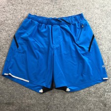 Lululemon Mens Athletic Shorts L Blue Zippered Pocket Reflective Accents picture