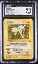 CGC 7.5 Pokemon Fossil Hitmonlee Holo 7/62 Additional Ink Error picture