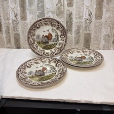 LEGEND British Heritage Thanksgiving Turkey Floral Border Salad Plates  Set 4 picture