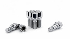 20 Pcs 12x1.5 Chrome Tuner Lug Bolts Acorn Seat 28mm Shank With 8 Point Star Key picture