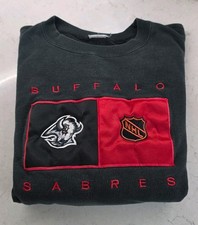 Vintage 90's NHL Buffalo Sabres Goathead Embroidered Crewneck Sweatshirt Large picture