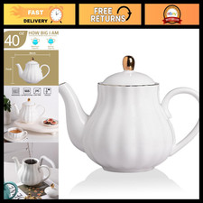 Elegant 40oz Porcelain Teapot with Infuser - White Royal Design for Tea Lovers picture