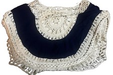 Love J Navy Blue Crochet Lace Fringe Tank Top Boho Festival Size M picture