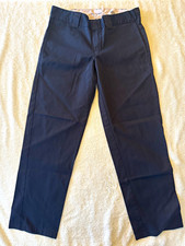 Dickies 873 Mens Work Pants 32x32 Black Slim Straight Fit Workwear Chino picture