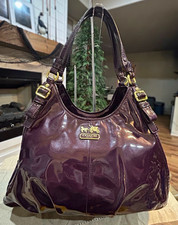 Coach Madison Maggie C1271-18760 Plum Patent Leather Hobo Shoulder Bag picture