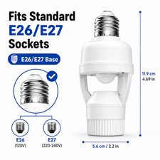E26/E27 PIR Motion Sensor Lamp Holder 360 Degree Bulb Socket Adapter Auto On Off picture