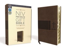 NIV, Premium Gift Bible, Leathersoft, Brown, Red Letter, Thumb Indexed, Comfort  picture