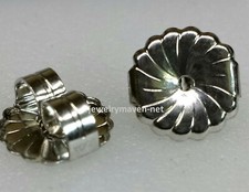 PAIR Jumbo 9.4mm LARGE 14k White Gold Monster Earring Friction Push backs Nuts picture