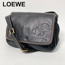 Loewe Anagram Embossed Leather Stitch Shoulder Bag Crossbody Black 21x24x8cm picture