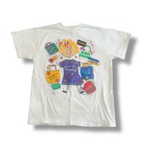 Vtg 90s Kid’s Cockadoodles Single Stitch Let’s Go Shopping Shirt Sz Large USA picture