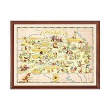 Old Map of Kansas 1935 - Vintage Kansas Art picture