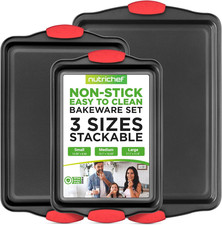 3‑Piece Nonstick Cookie Sheets – Carbon Steel Baking Sheet Set with Non Stick Co picture