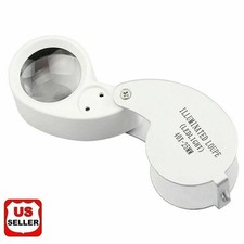 40X Magnifying Loupe Jewelry Eye Glass Magnifier LED Light Jewelers Loop Pocket picture
