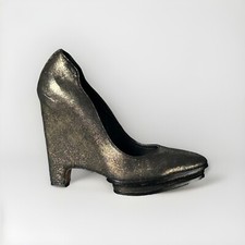 BCBG MAXAZRIA Roxy-2 Wedge Pump Platform Heel Pointy Toe Black/Gold picture