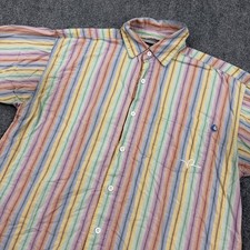 Vintage Rocawear Button Up Shirt Boys 14-16 Colorful Striped Pastel Easter picture