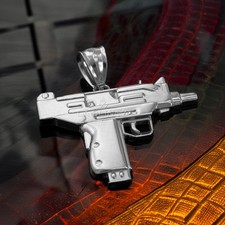 Sterling Silver Uzi Submachine Gun Pendant picture