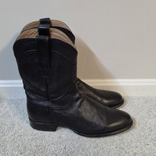 Tecovas The Earl Roper Boots Mens 11 D Midnight Black Leather Western Cowboy picture
