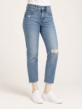 Madewell Women’s Petite Jeans 23P Light Wash Ripped Knee Raw Hem Denim picture