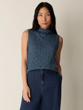 Eileen Fisher Bubble Jacquard Funnel Neck Top picture