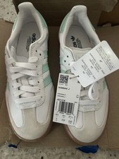 Adidas Samba/Sambae J Low Top Lace-Up Sneakers White/Green Rubber Outsole JQ1314 picture