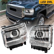 Front Pair DRL Headlights fit GMC Sierra 1500 2014-2018 2500HD 3500HD Headlamps picture