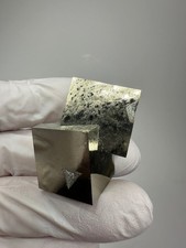 LARGE Rare Lusterous Entwined Interlocking Rectangle Pyrite Cube Cluster_Spain picture