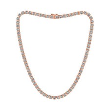 12ctw 4-Prong Lab Grown Diamond Tennis Necklace, 24 inch, 14k Rose Gold picture