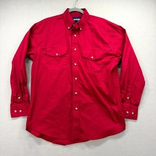 Vintage Wrangler Painted Desert Western Shirt Mens Large Red Cowboy Rodeo Work picture