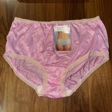 Vtg NWT Schreiber Sz 9 Panties Hipster Brief Nylon Lace Granny Panty Silky PINK picture