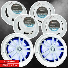 6x Gravity 2-Way 1050 WATTS Coaxial Marine Audio Speakers 6-1/2