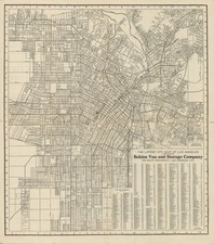 c. 1915 Bekins City Map / Plan of Los Angeles - 'Population 500,000' picture