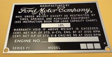 1950-1960’s Ford Truck Door Tag Data Plate **STAMPED** w/ Ur Info picture