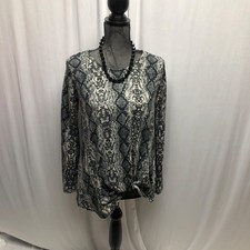 Lildy Knot Front Tunic Womens Size Small Medium Snake Print Long Sleeve Top NEW picture