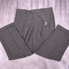 Alan Flusser Golf Trousers Mens 38x29 Gray NEW Pleated Glen Plaid Cuffed Pants picture