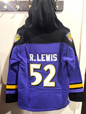 Baltimore Ravens Ray Lewis #52 NFL Lace-Up Hoodie Purple Black Gold White S picture