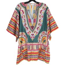 FUNKY PEOPLE Colorful TWILL Pockets AFRICAN DASHIKI V-Neck KAFTAN TUNIC TOP XXXL picture
