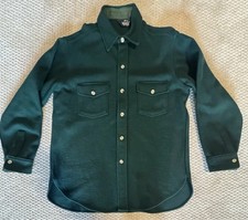 Vintage Woolrich CPO Wool Shirt Jacket Green Men Large Double Flap Pockets USA picture