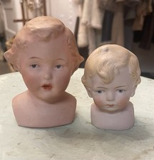 Pouty Sad Gebruder Heubach Bisque Doll Head only Lot of 2 German Character  picture