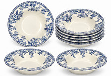 Johnson Brothers Devon Cottage Pasta Bowls Set of 10 Blue White Floral 8.75