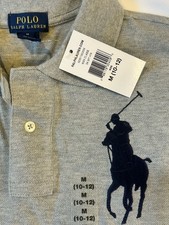 New Polo Ralph Lauren Gray Long Sleeve Polo Shirt Big Pony 