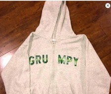 Vintage Official Dinsey 'Grumpy' + Logo Small HOODIE Classic grail Hipster  picture