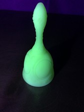 VINTAGE FENTON CUSTARD SATIN URANIUM GLASS BELL VGC picture