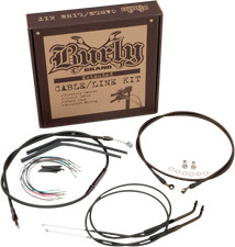 BURLY BRAND Complete Black Vinyl Handlebar Cable/Line Kit for Ape Hangers - 12