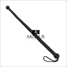 Genuine Leather Bull Whip 23 inches Long 8 Plait Heavy Duty Bullwhip Black Whip picture