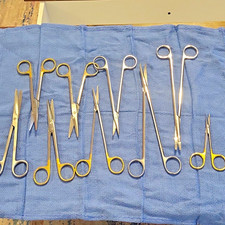 Aesculap Misc Lot Of Surgical Scissors. 9 Total Mayo Metz picture