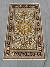 Ornate Floral Medallion 3.1x5.2ft Ivory Turkish Style Area Rug Living Room Decor picture