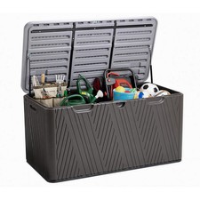 Aoodor 110 Gallon Outdoor Storage Box Deck with Air Rods Organizer Lockable Lid picture