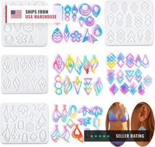 4Pcs Resin Earring Molds, Geometric Resin Jewelry Molds with Hole, Irregular picture