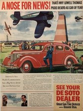 1937 vintage DeSoto automobile print ad, A Nose For News picture